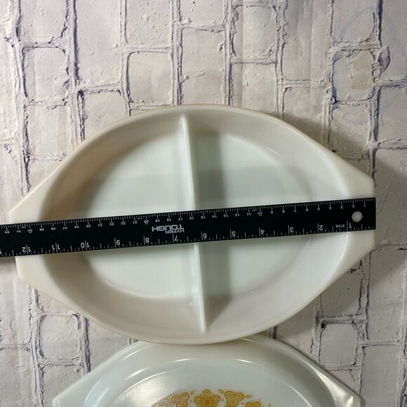 Pyrex Casserole Dish with Decorative Lid Butterfly Gold Divided Oven Baking Only - Picture 7 of 11